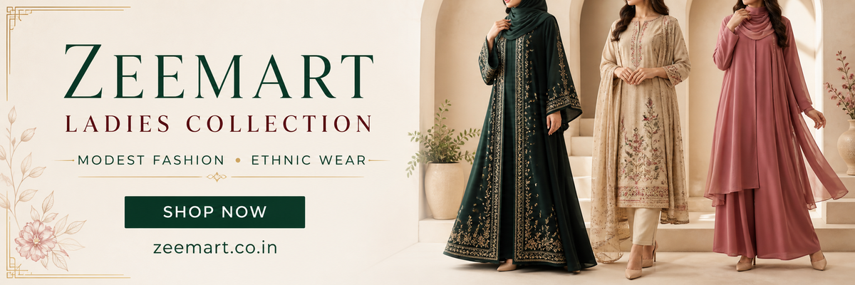 Zeemart Ladies Collection advertisement featuring modest fashion and ethnic wear